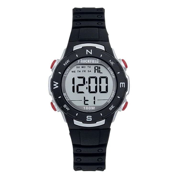 Ruckfield Sport Men's Watch Face, Resin Case, Black Silicone Strap, LCD Dial