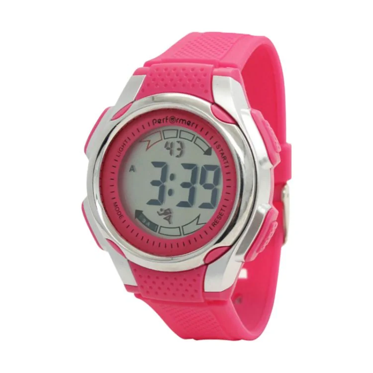 Performer Women's Digital Watch with Pink Silicone Strap and Multiple Functions - 70612932