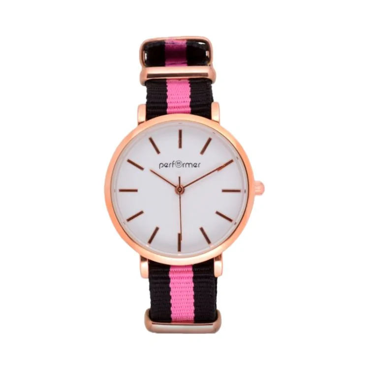Performer Classic Women's Watch with Navy Blue and Pink NATO Strap - 70912912