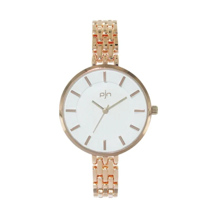 Pallyjane Classic Women's Watch Face, Rose Gold-Plated Metal, Rice-Grain Links - 4085432