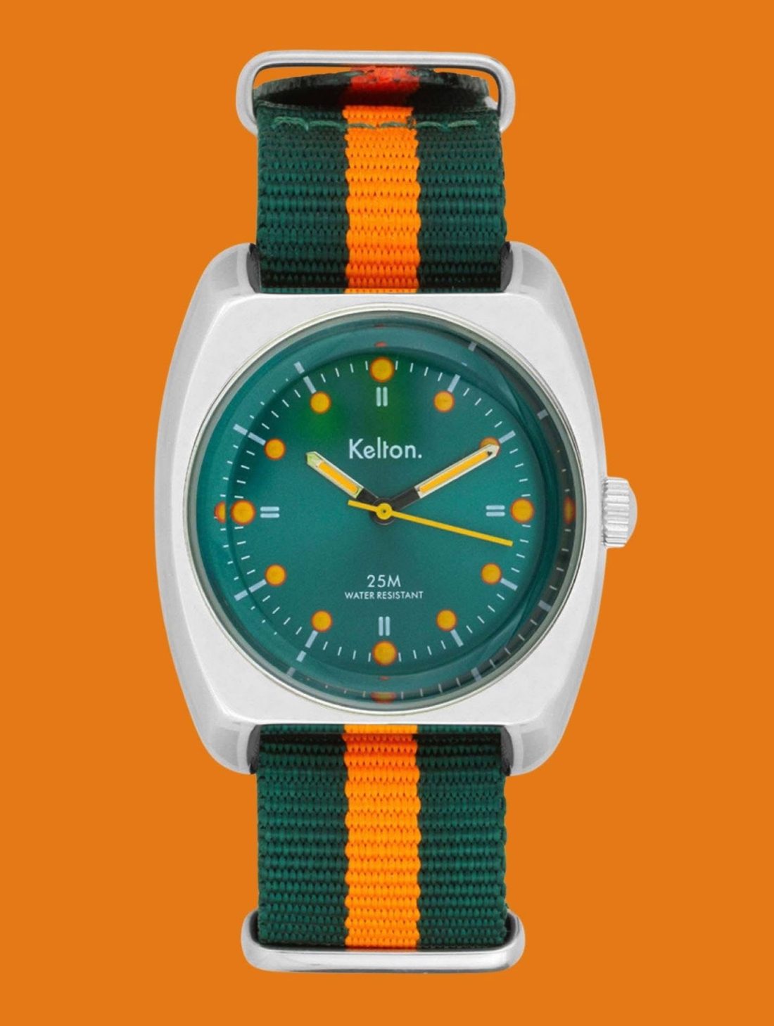 Montre Kelton RC2 au cadran vert et nato raye vert et orange