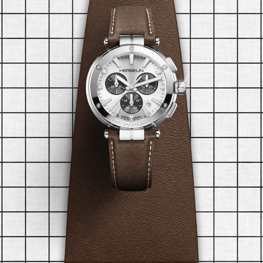 Michel Herbelin, Newport chronographe sur cravate brune