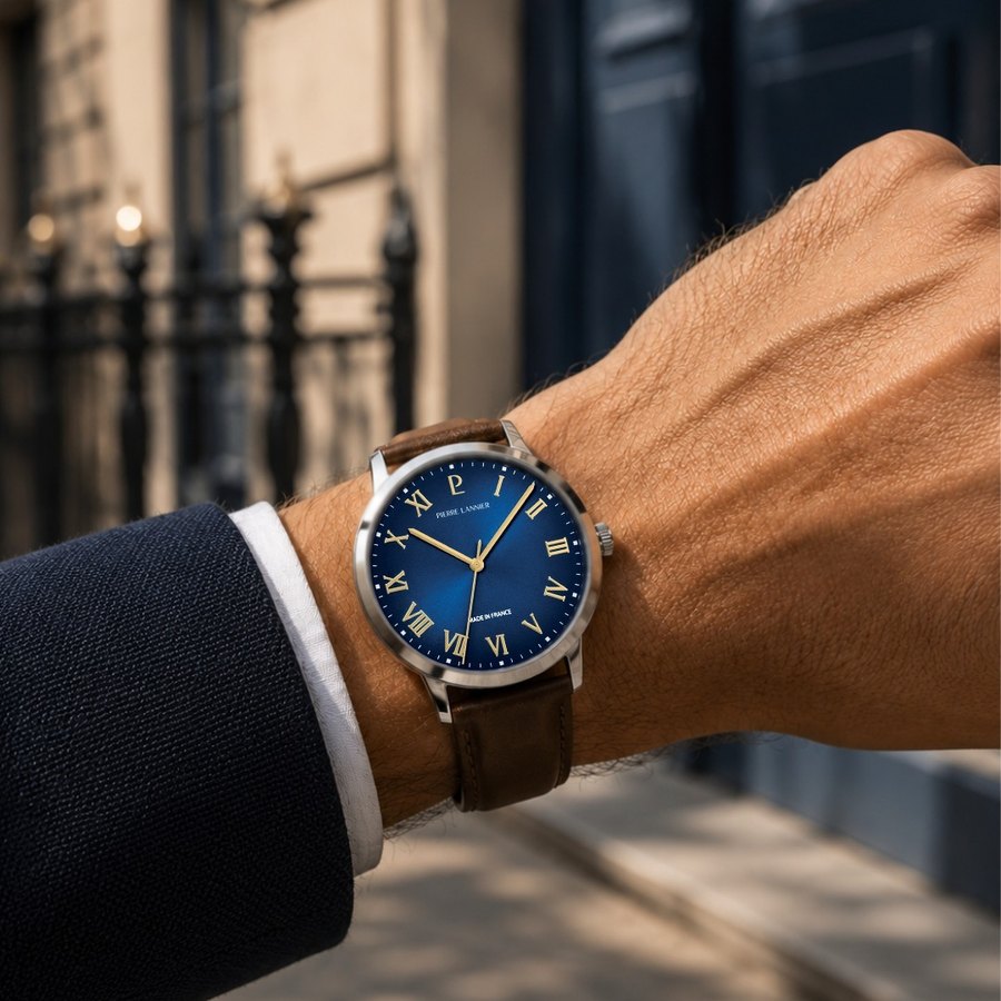 Pierre Lannier, Interval cadran bleu et cuir brun