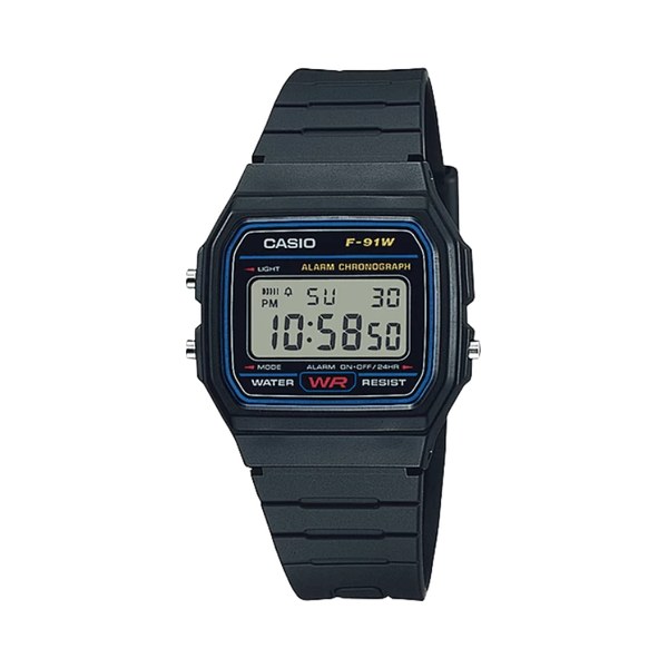 Montre Casio F-91W noire r&eacute;sine, digitale