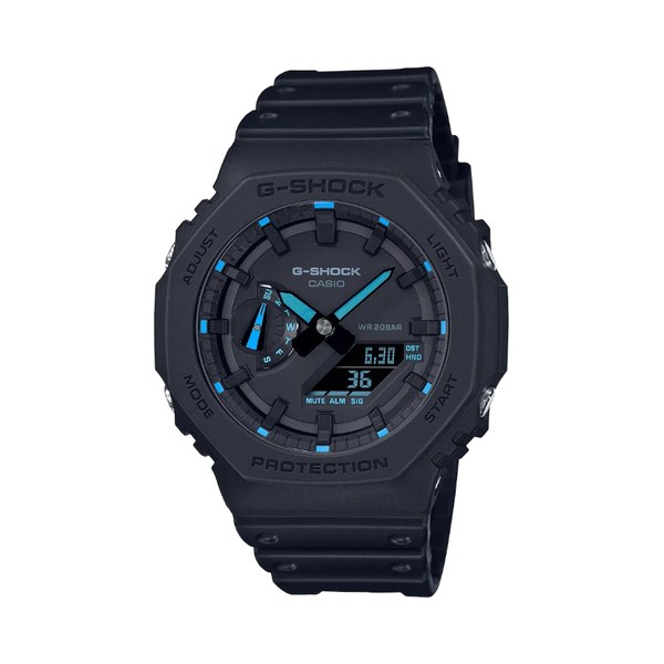 Montre Casio G-Shock GA-2100 octogonale noire anadigitale