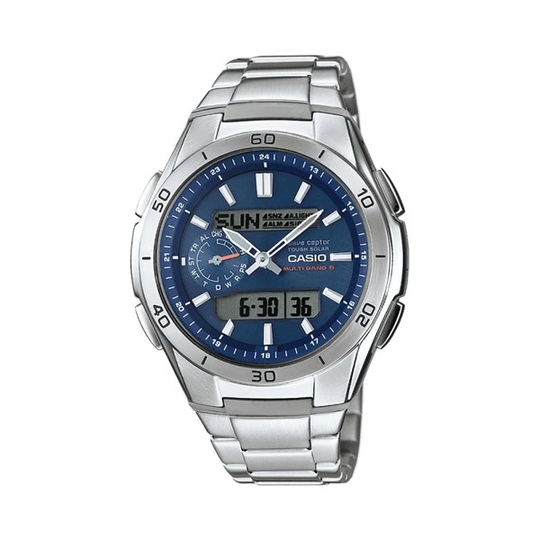 Montre Casio Waveceptor WVA-M650D radio-pilot&eacute;e solaire cadran bleu