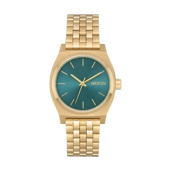 Nixon Medium Time Teller - Light Gold / Turquoise, etanche 100 