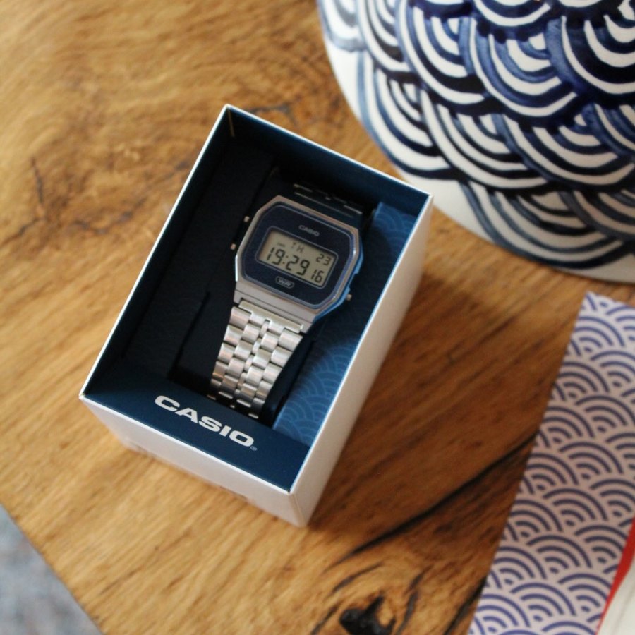 Casio Vintage A168WEM Blue Watch in Action