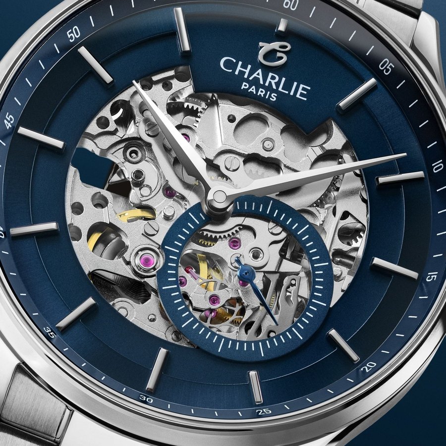 Montre Charlie Paris Charlie Paris INITIAL Squelette Bleu en situation