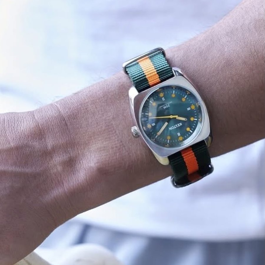 Montre Kelton Kelton RC2 Nato Vert et Orange en situation