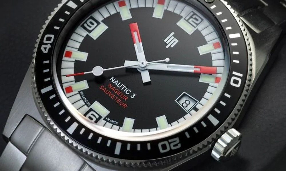 Cadran de montre de plongee LIP Nautic 3 avec lunette tournante