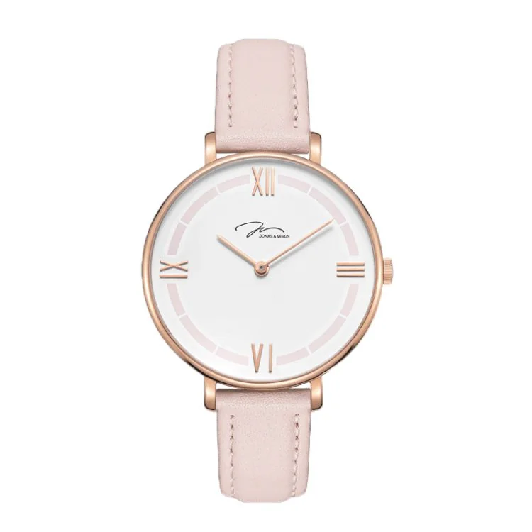 Face Montre Pastel Jonas & Verus Minor Girl Bracelet Cuir Rose - X01856-Q3.PPWLR