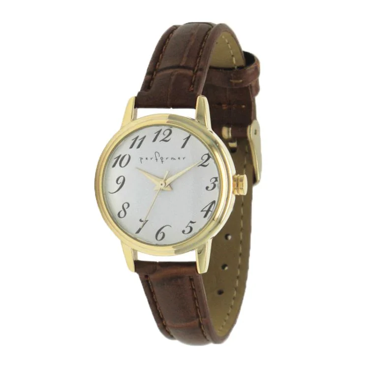 Face Montre Classique Performer Femme Simili Cuir Marron Lisse - 707632