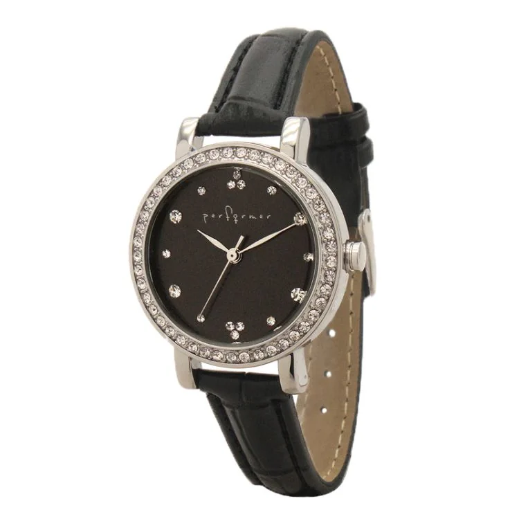 Face Montre Classique Performer Femme Simili Cuir Noir à Strass - 7078622