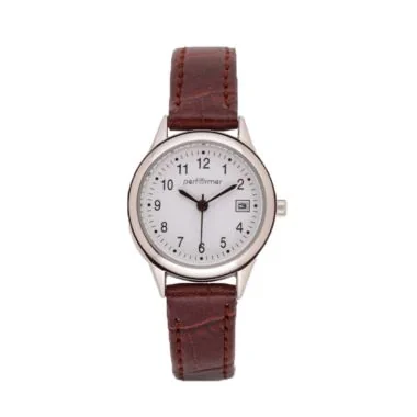 Face Montre Classique Performer Cuir Marron Cadran blanc Dateur - 7079332