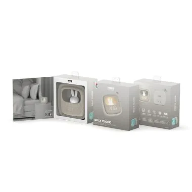 Packaging 2 Réveil Veilleuse Enfant Billy Clock Tactile Gris