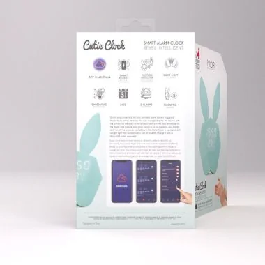 Packaging 3 Réveil Lapin Intelligent Cutie Clock Mobility on Board Bleu Pastel