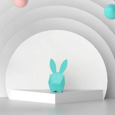 Ambiance 2 Réveil Lapin Intelligent Cutie Clock Mobility on Board Bleu Pastel