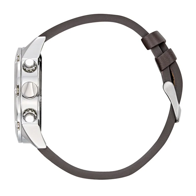 Profil Montre Aviateur Patrouille de France Tarmac 701 Méca 22 Cuir Marron Chronographe