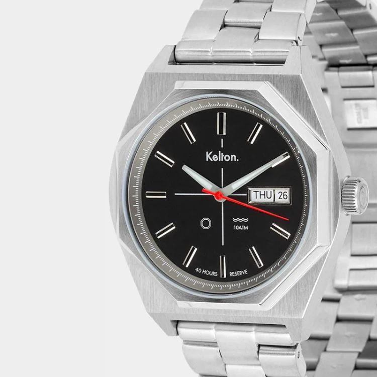 Zoom Montre Vintage Automatique Kelton Octogone Silver