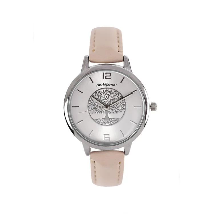 Face Montre Classique Performer Femme Arbre de Vie Simili Cuir Rose