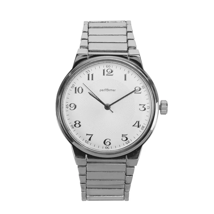 Face Montre Classique Performer Mixte Metal Argenté Cadran Blanc