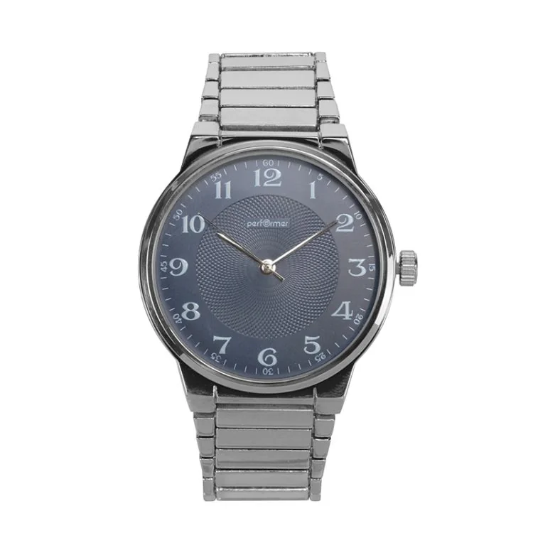Face Montre Classique Performer Mixte Metal Argenté Cadran Bleu