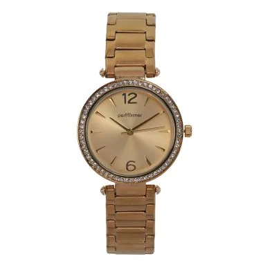 Face Montre Classique Performer Femme Métal Doré Cadran Doré à Strass