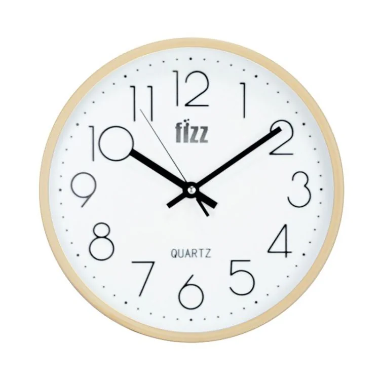 Face Pendule Murale Classique Fizz Bois Clair et Blanc