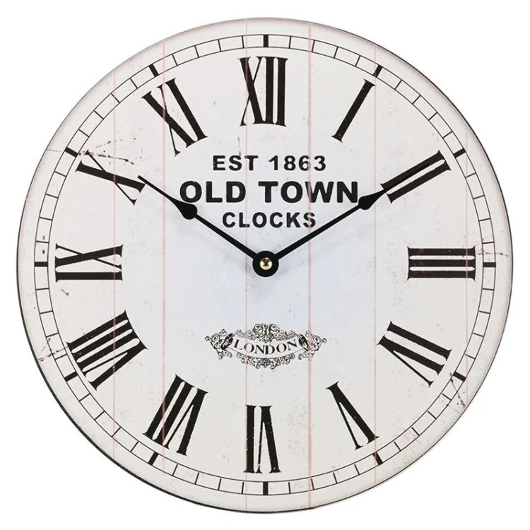 Face Pendule Mural Style London Fizz Blanc et Noir