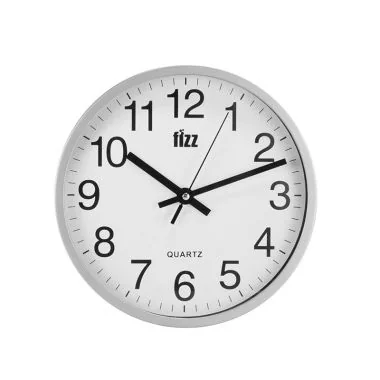 Fizz - Pendule Murale Classique Fizz Plastique Gris et Blanc