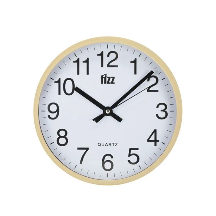 Face Pendule Murale Classique Fizz Plastique Bois Clair et Blanc