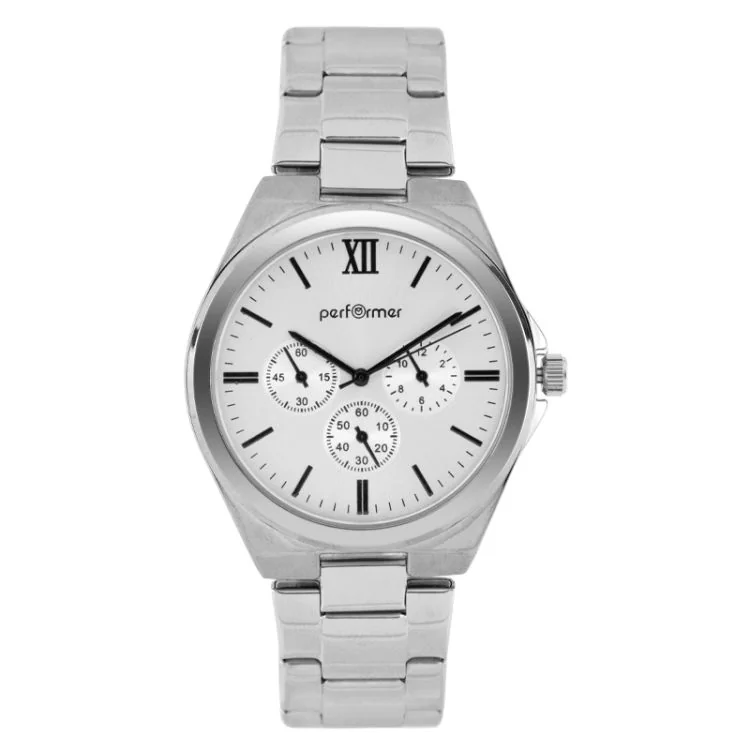 Montre Classique Performer Homme Acier Argenté Cadran Chrono Factice - 70312622