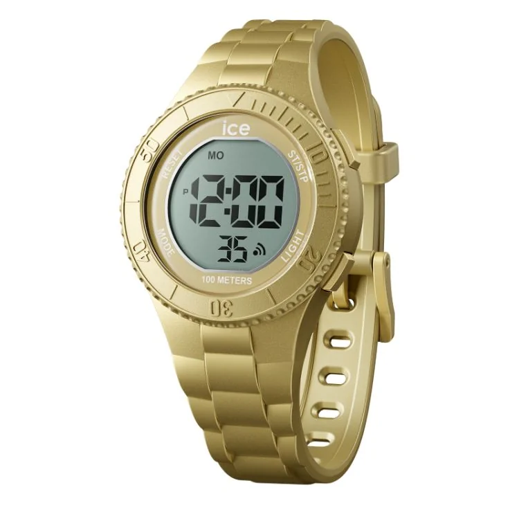 Face Montre Ice-Watch - Ice Digit Gold Metallic Enfant Dorée Silicone Small