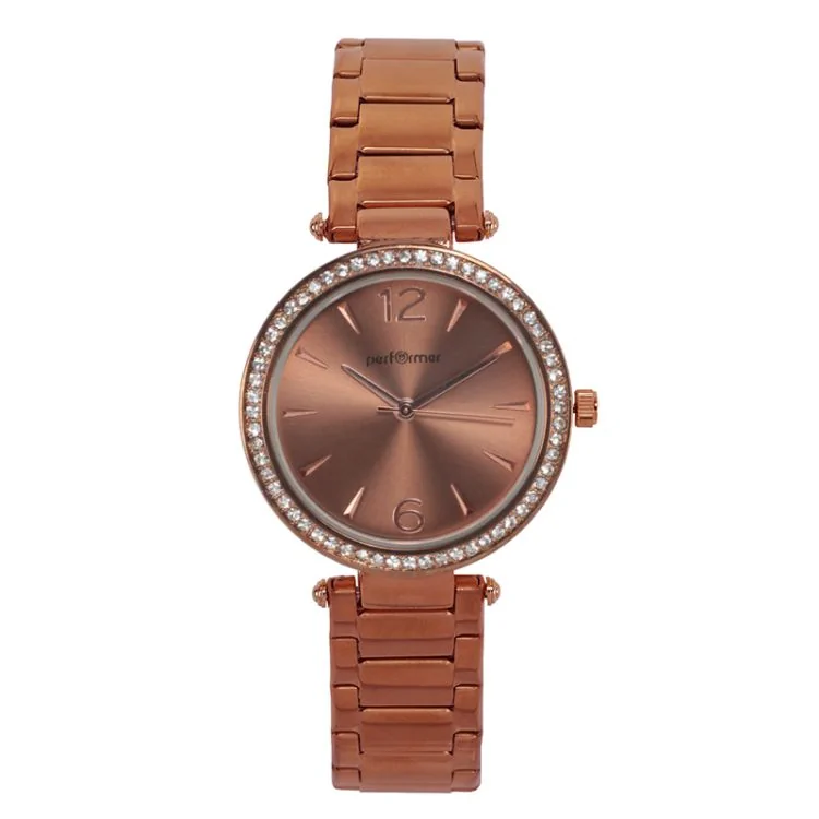 Face Montre Classique Performer Femme Acier Brun Cadran Brun à Strass - 70826922