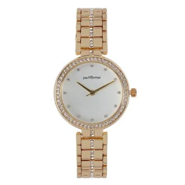 Face Montre Classique Performer Femme Métal Doré Cadran Blanc à Strass - 70827222