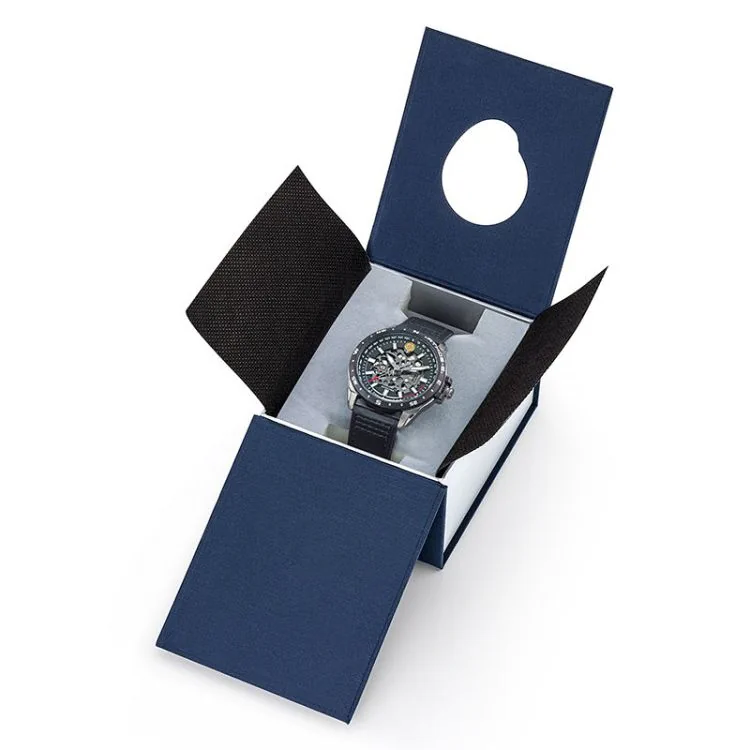 Coffret Montre Aviateur Patrouille de France Athos 5 Automatique Cadran Squelette Cuir Noir