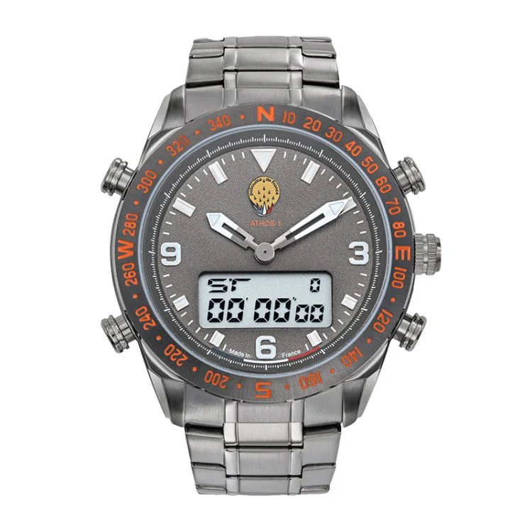 Face Montre Aviateur Patrouille de France Athos 1 Chrono Acier Argenté