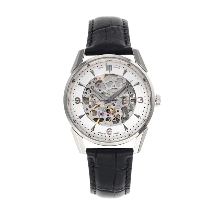 Face Montre LIP - Himalaya 40 mm - Squelette - Automatique - Cuir Noir