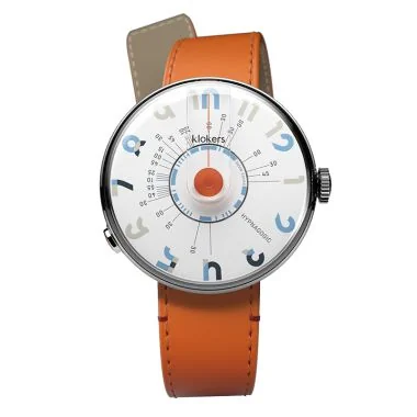Montre Klokers - Klok 08 - Hypnagogic - Cadran Bleu - Cuir Orange