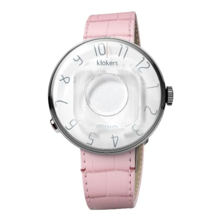 Montre Klokers - Klok 08 - Minim - Cadran Blanc - Cuir Rose Pale
