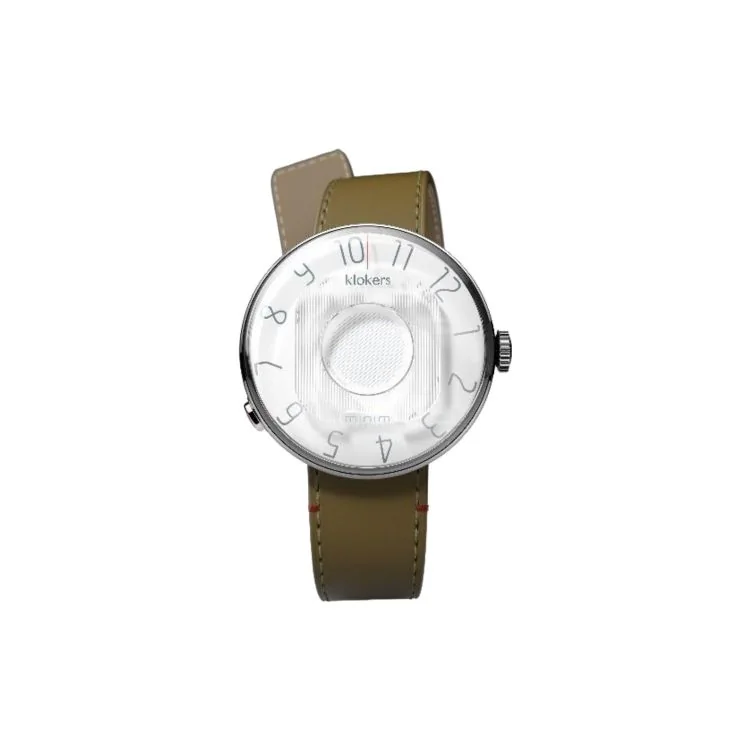 Montre Klokers - Klok 08 - Minim - Cadran Blanc - Cuir Olive