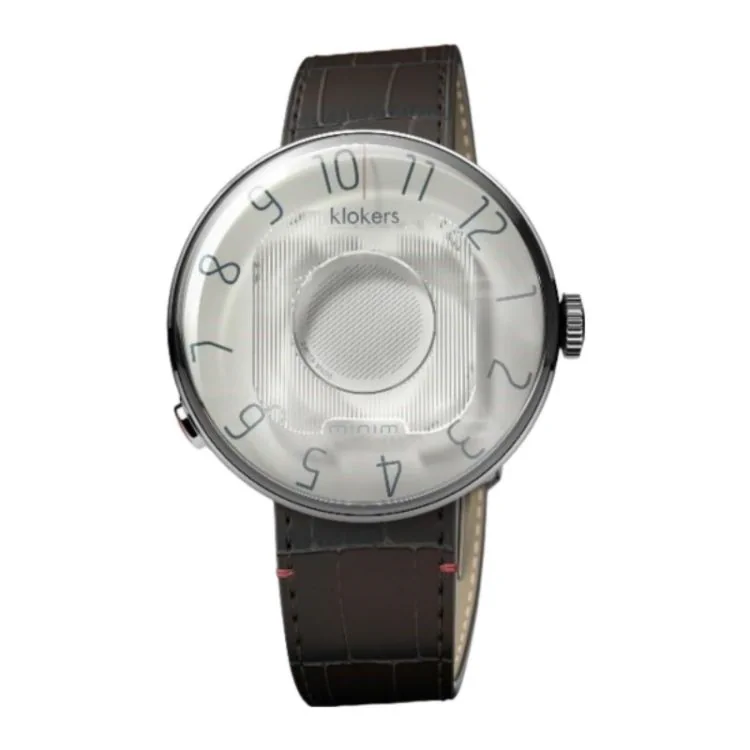 Montre Klokers - Klok 08 - Minim - Cadran Gris - Cuir Havane