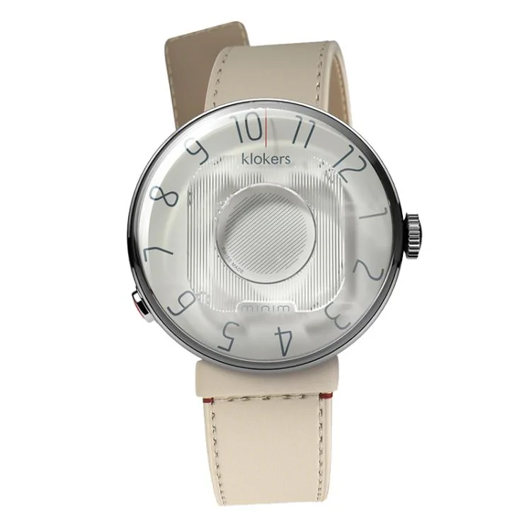 Montre Klokers - Klok 08 - Minim - Cadran Gris - Cuir Ivoire