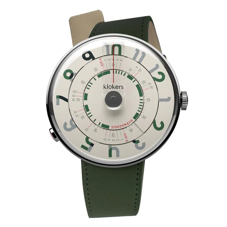 Montre Klokers - Klok 01 - Hypnagogic - Cadran Vert - Cuir Vert Sapin