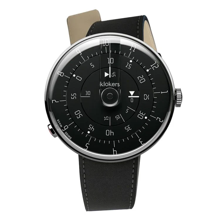 Montre Klokers - Klok 01 - Minimal - Black Reflex - PU Noir Diamant