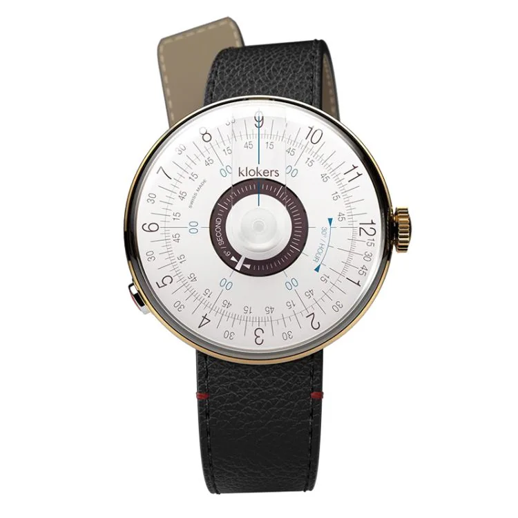 Montre Klokers - Klok 08 - Sixties - Cadran Blanc & Pourpre - Cuir Granolo Noir