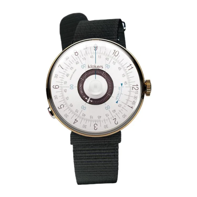 Montre Klokers - Klok 08 - Sixties - Cadran Blanc & Pourpre - Nato Noir