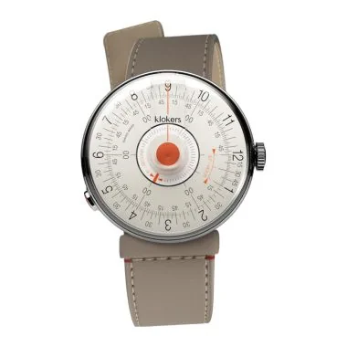 Montre Klokers - Klok 08 - Sixties - Cadran Blanc & Corail - Cuir Grege
