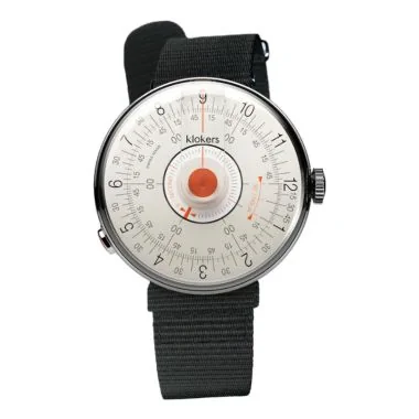 Montre Klokers - Klok 08 - Sixties - Cadran Blanc & Corail - Nato Noir